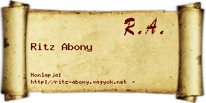 Ritz Abony névjegykártya